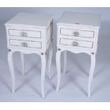 A PAIR OF MODERN WHITE PAINTED BEDSIDE TABLES