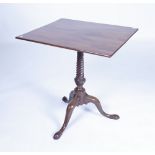 A GEORGE II MAHOGANY TRIPOD TABLE WITH RECTANGULAR TOP