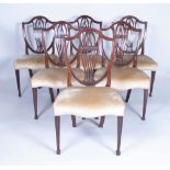 A SET OF SIX 19TH CENTURY AND LATER HEPPLEWHITE STYLE DINING CHAIRS (7)