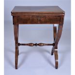 A 19TH CENTURY FRENCH MAHOGANY FOLDOVER GAMES TABLE