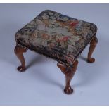 A VICTORIAN WALNUT RECTANGULAR FOOTSTOOL