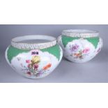 A PAIR OF EARLY 20TH CENTURY DRESDEN STYLE CERAMIC BOWLS (3)