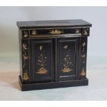 A 19TH CENTURY LATER EBONIZED AND GILT DECORATED CHIFFONIER