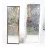 AN EARLY 20TH CENTURY WHITE PAINTED RECTANGULAR WALL MIRROR (2)