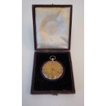 A GOLD CASED AND ENAMELLED KEY WIND OPENFACED LADY'S FOB WATCH