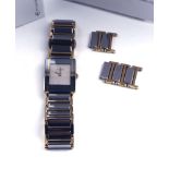 RADO: A LADY'S TITANIUM AND GILT METAL DIASTAR BRACELET WRISTWATCH