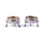 A PAIR OF GEORGE II SILVER TABLE SALTS
