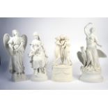 A GROUP OF FOUR PARIAN AND BISCUIT FIGURES, INCLUDING THE THREE GRACES AFTER CANOVA (4)