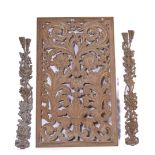 A STRIPPED AND LIMED OAK CARVED PANEL (3)