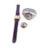 AN OMEGA SEAMSTER AUTOMATIC GILT METAL FRONTED AND STEEL BACKED GENTLEMAN'S WRISTWATCH AND TWO...