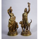 A PAIR OF FRENCH POLISHED BRONZE FIGURES (2)