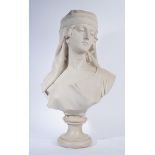 A POLISHED WHITE COMPOSITE BUST OF WOMAN