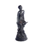 AFTER EDOUARD DROUOT (FRENCH, 1869-1945); ‘LIBELLULE’, A BRONZE PATINATED FEMALE SEATED FIGURE