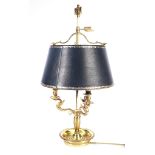 A FRENCH EMPIRE STYLE GILT-METAL THREE-LIGHT BOUILOTTE LAMP