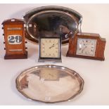 ‘WARING & GILLOW’ AN ART DECO WALNUT MANTEL CLOCK (5)