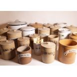 CERAMICS, A LARGE GROUP OF LATE 19TH EARLY 20TH CENTURY POTTERY KITCHEN STORAGE JARS. (QTY)