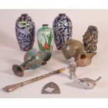 COLLECTABLES INCLUDING TWO ROMAN STYLE GLASS JUGS (11)