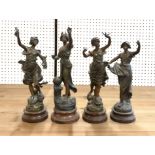 FOUR FRENCH PATINATED SPELTER FIGURES (4)