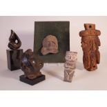 COLLECTABLES INCLUDING A BRONZE FIGURE ON A MARBLE BASE (5)