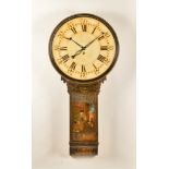 A GEORGE III PARCEL-GILT LACQUER-DECORATED TAVERN TIMEPIECE