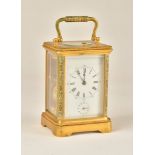 A FRENCH BRASS AND CLOISONNÉ ENAMEL STRIKING AND REPEATING CARRIAGE CLOCK