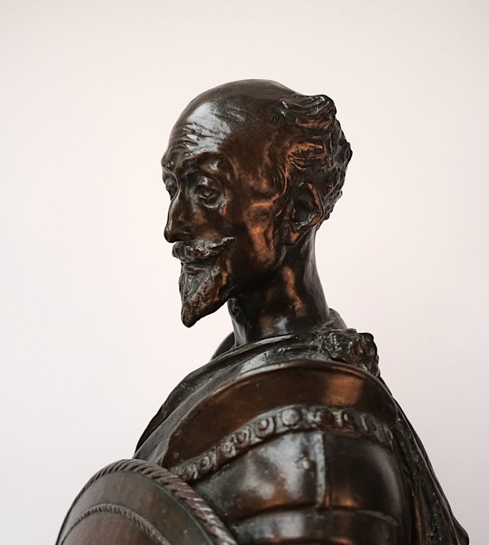 MERVYN HERAPATH (1864-1932); A BRONZE CAST OF A VICTORIAN GENTLEMEN DRESSED AS A KNIGHT,... - Image 11 of 12