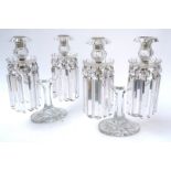 A PAIR OF WILLIAM IV CUT GLASS TWIN-LIGHT CANDELABRA