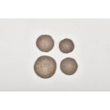 FOUR ENGLISH HAMMERED SILVER COINS (4)