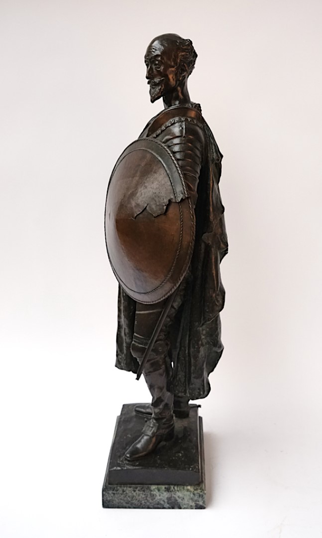 MERVYN HERAPATH (1864-1932); A BRONZE CAST OF A VICTORIAN GENTLEMEN DRESSED AS A KNIGHT,... - Image 10 of 12