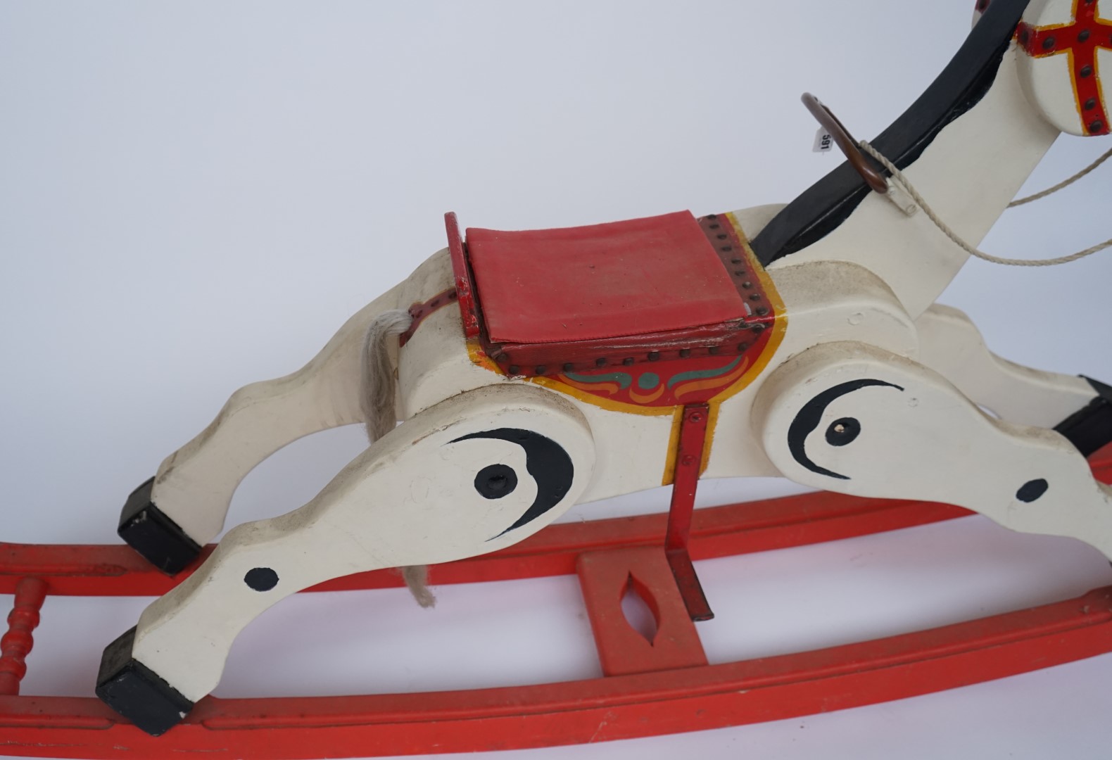 A PAINTED WOODEN MUFFIN THE MULE ROCKING HORSE - Image 3 of 3