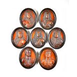 A GROUP OF SEVEN ENGLISH RELIEF CARVED BOXWOOD PORTRAIT MEDALLIONS (7)