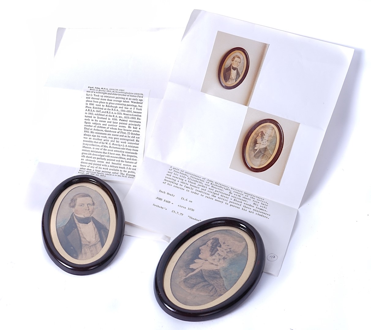 JOHN FAED: A PAIR OF OVAL WATERCOLOUR PORTRAITS - Image 9 of 9