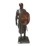 MERVYN HERAPATH (1864-1932); A BRONZE CAST OF A VICTORIAN GENTLEMEN DRESSED AS A KNIGHT,...