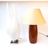 ROGER ROUGIER; AN ACRYLIC AND CHROME PLATED PETAL TABLE LAMP (2)