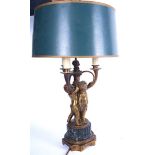 A FRENCH GILT-BRONZE MOUNTED VERDE-ANTICO MARBLE TABLE LAMP