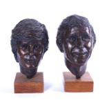 MORRIS SINGER FOUNDRY: TWO BRONZE PORTRAIT BUSTS OF HRH THE PRINCE OF WALES AND DIANA,...