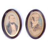 JOHN FAED: A PAIR OF OVAL WATERCOLOUR PORTRAITS