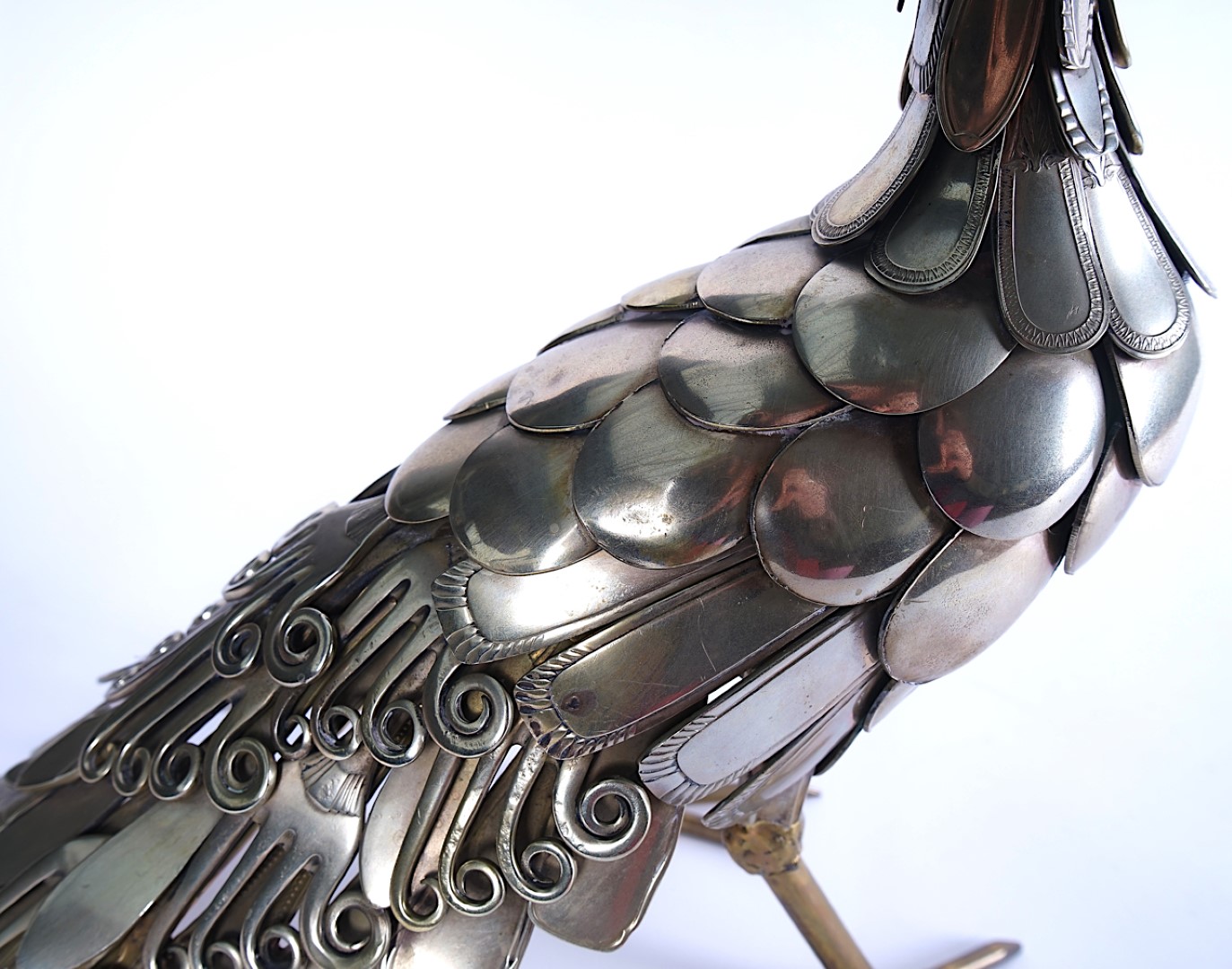 A NOVEL SILVER-PLATED MODEL PEACOCK - Image 4 of 9