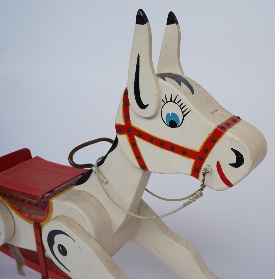A PAINTED WOODEN MUFFIN THE MULE ROCKING HORSE - Image 2 of 3