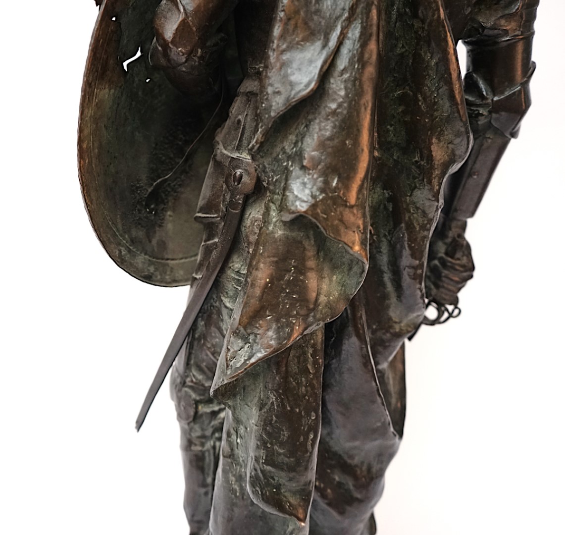 MERVYN HERAPATH (1864-1932); A BRONZE CAST OF A VICTORIAN GENTLEMEN DRESSED AS A KNIGHT,... - Image 9 of 12
