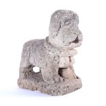 A FRENCH CARVED LIMESTONE MODEL OF A DOG