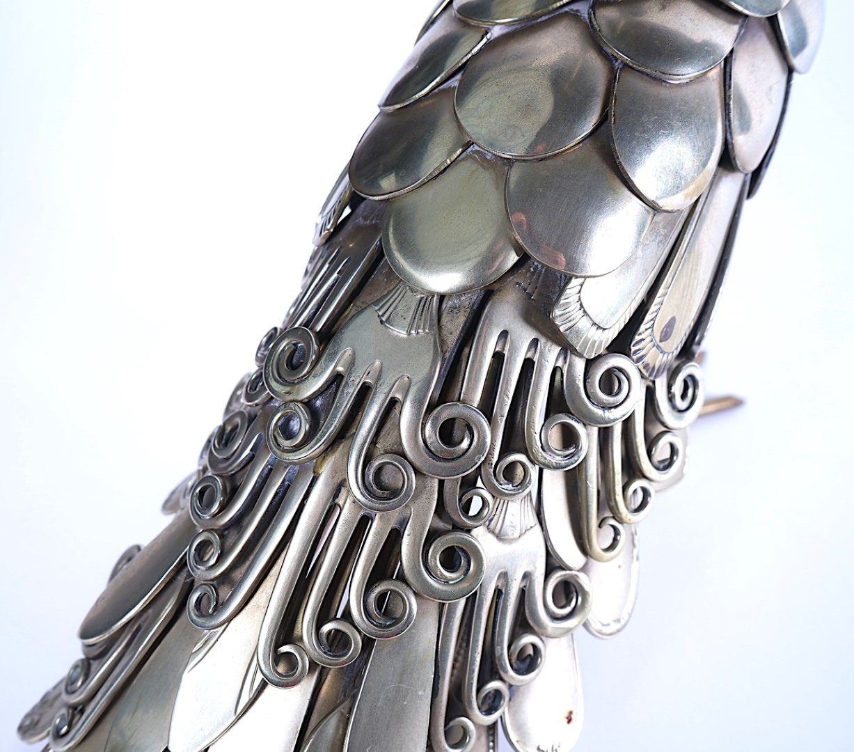 A NOVEL SILVER-PLATED MODEL PEACOCK - Image 8 of 9