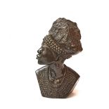 NICHOLAS TANDI (ZIMBABWE, 1948); CARVED SERPENTINE MARBLE BUST OF A SHONA QUEEN