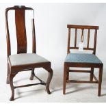 A QUEEN ANNE STYLE OAK HIGHBACK DINING CHAIR (2)