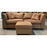 A MODERN PINK LEATHER THREE SEATER SOFA (2)