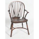 A 19TH CENTURY AND LATER YEW AND ELM WINDSOR CHAIR