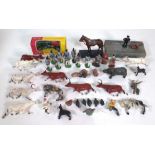 TOYS, A GROUP OF MOSTLY PLAYWORN LEAD TOYS AND SOME VEHICLES (QTY)