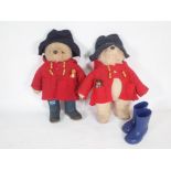 TWO GABRIELLE DESIGN PADDINGTON BEARS, EACH FULLY CLOTHED AND WITH A SMALLER BEAR IN THEIR...