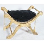 A LOUIS XVI STYLE GILTWOOD X-FRAME FOOTSTOOL