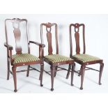 A SET OF SIX EARLY 20TH CENTURY MAHOGANY HIGH BACK DINING CHAIRS (6)